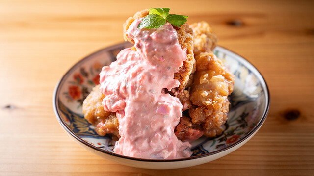ピンクのタルタルの鶏南蛮
